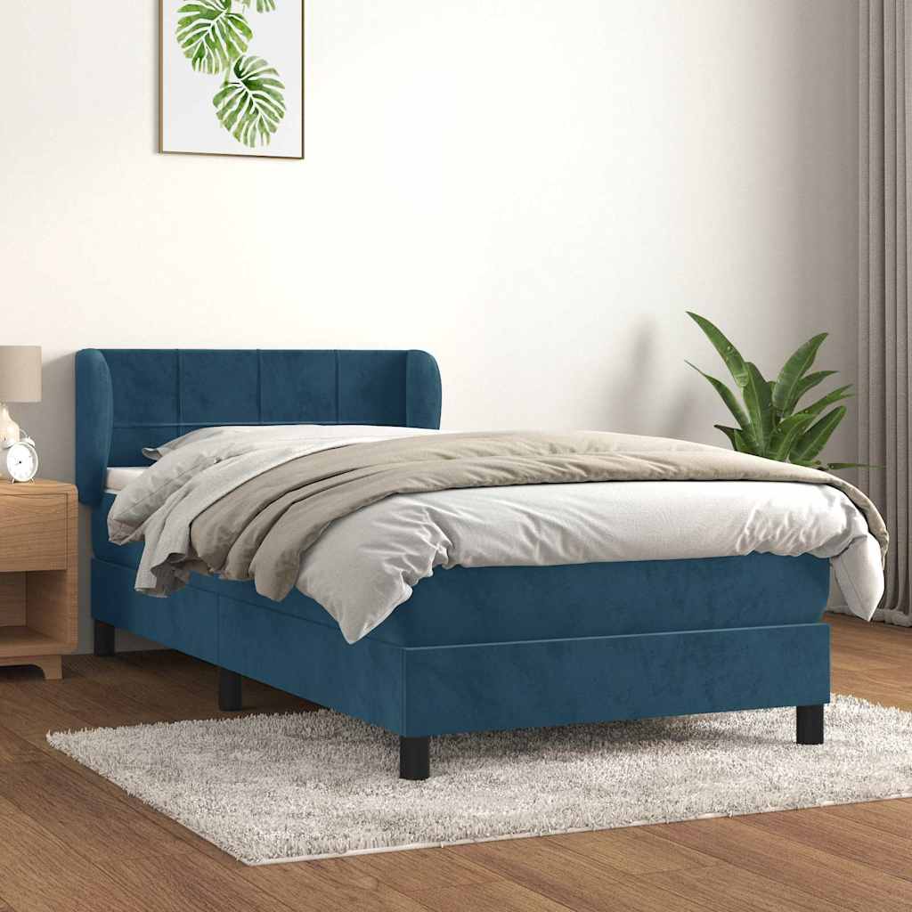 Boxspringbett mit Matratze Dunkelblau 90x200 cm Samt