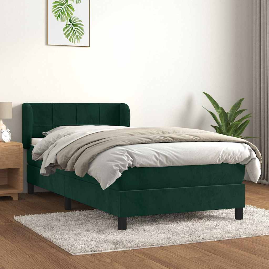 Boxspringbett mit Matratze Dunkelgrün 100x200 cm Samt