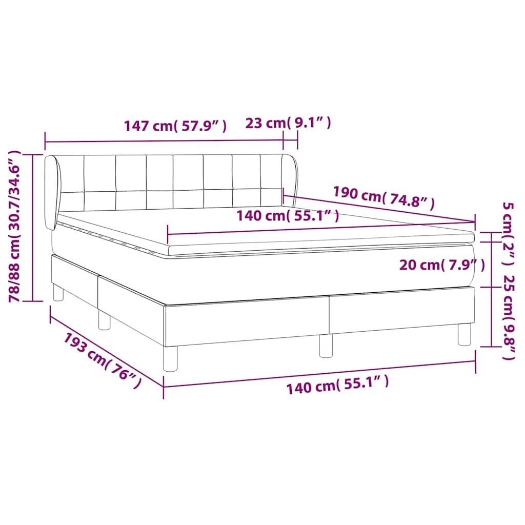 Boxspringbett mit Matratze Dunkelgrün 140x190 cm Samt