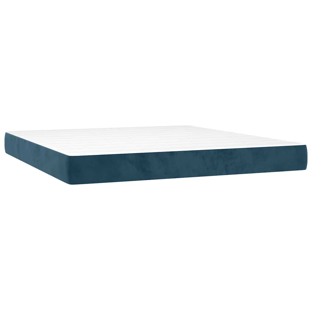 Boxspringbett mit Matratze Dunkelblau 160x200 cm Samt