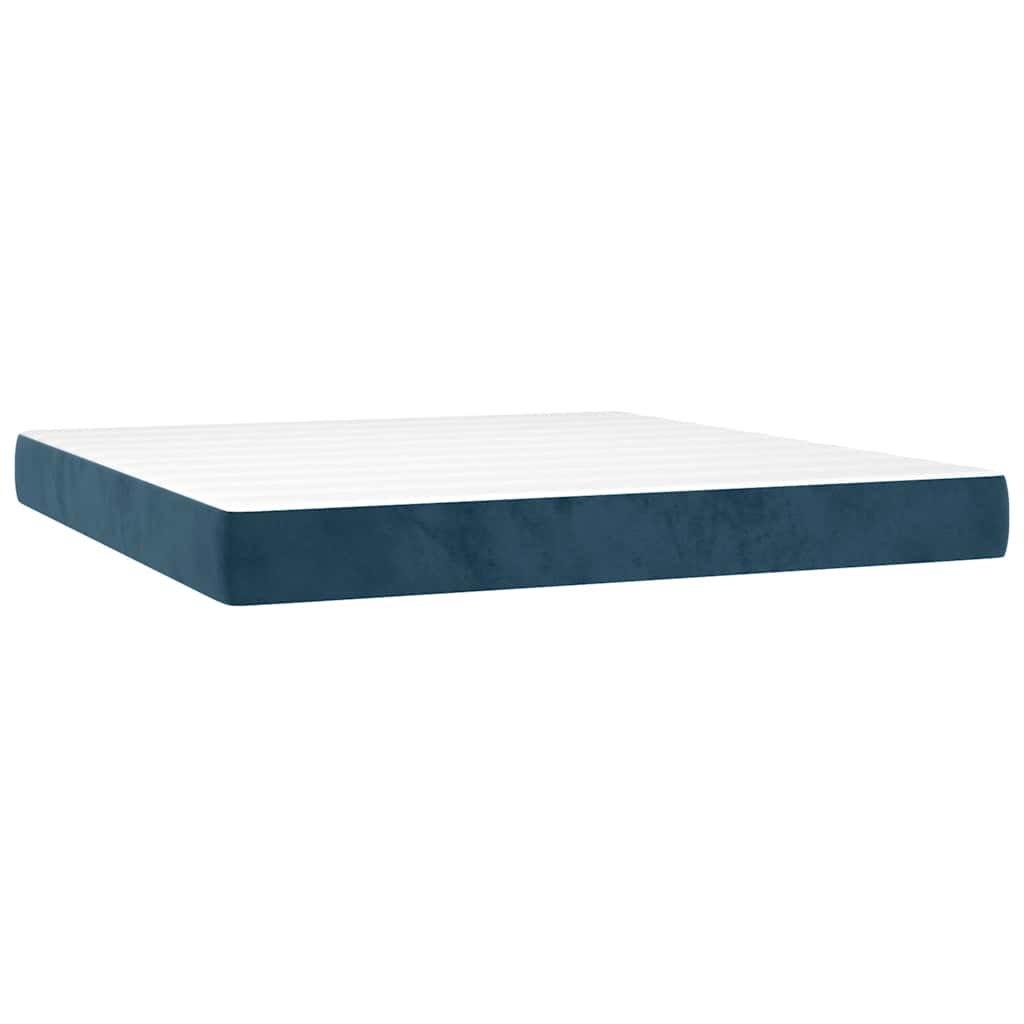 Boxspringbett mit Matratze Dunkelblau 180x200 cm Samt