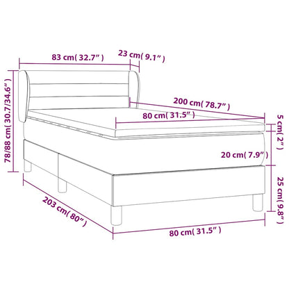 Boxspringbett mit Matratze Hellgrau 80x200 cm Samt