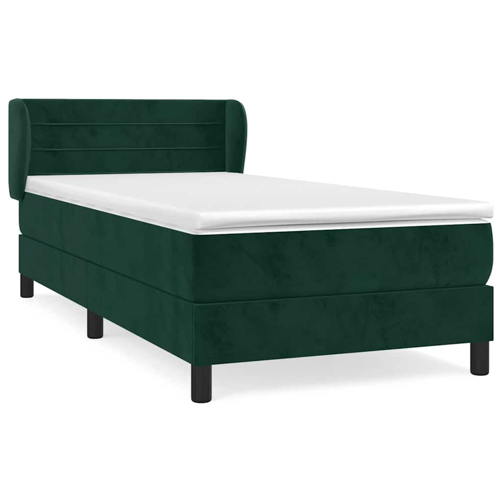 Boxspringbett mit Matratze Dunkelgrün 90x200 cm Samt