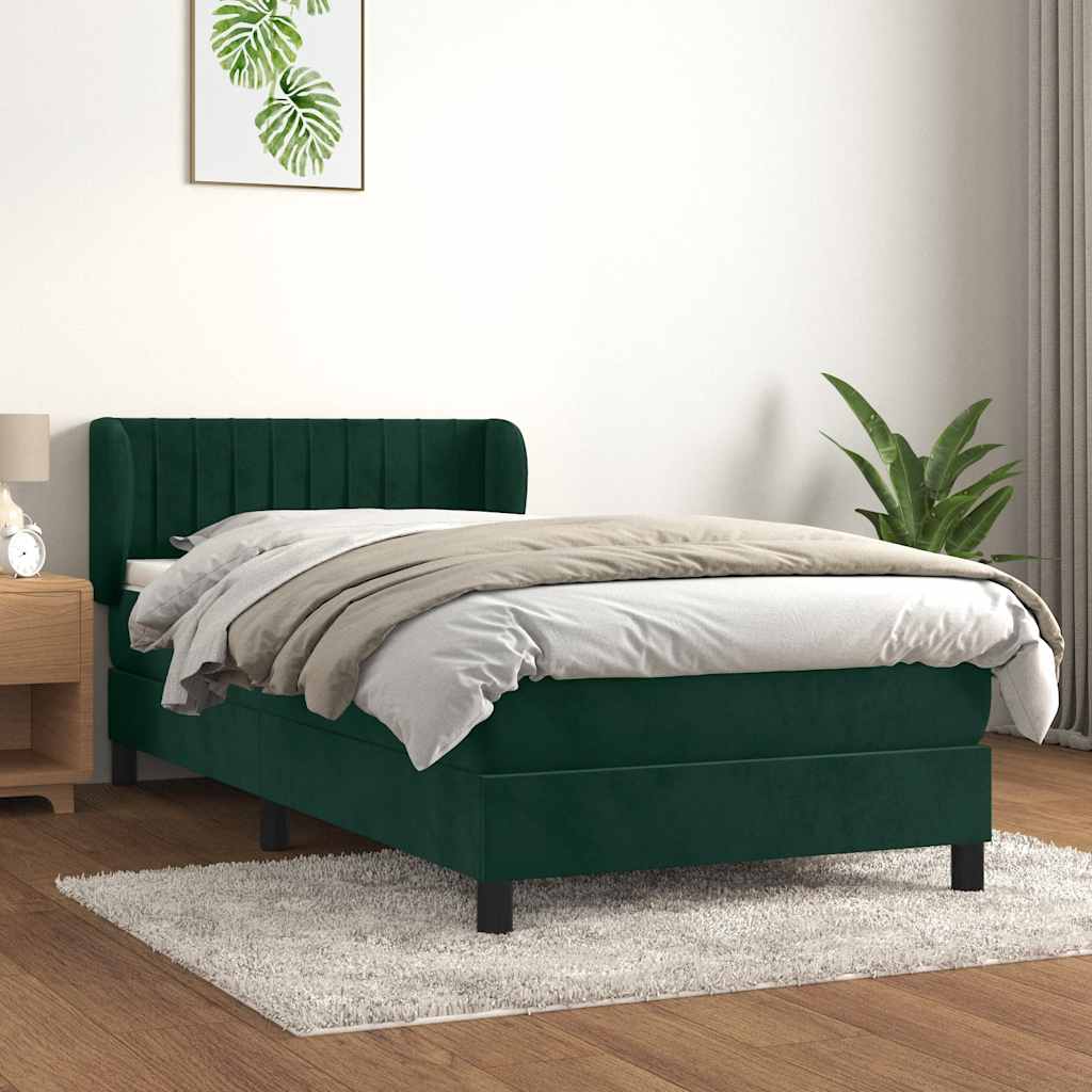 Boxspringbett mit Matratze Dunkelgrün 80x200 cm Samt