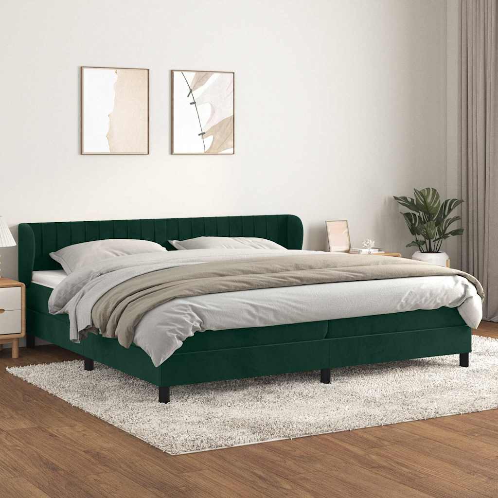 Boxspringbett mit Matratze Dunkelgrün 200x200 cm Samt