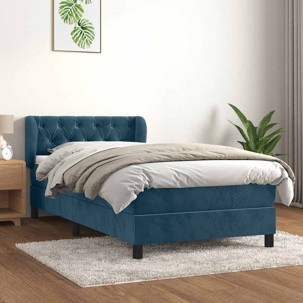 Boxspringbett mit Matratze Dunkelblau 200x200 cm Samt
