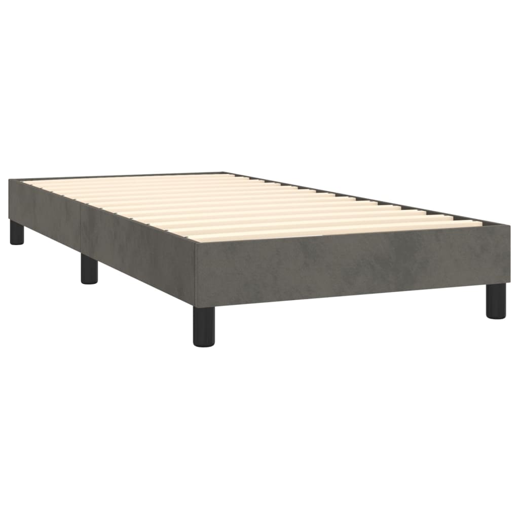Sommier tapissier avec matelas gris foncé 100x200 cm velours