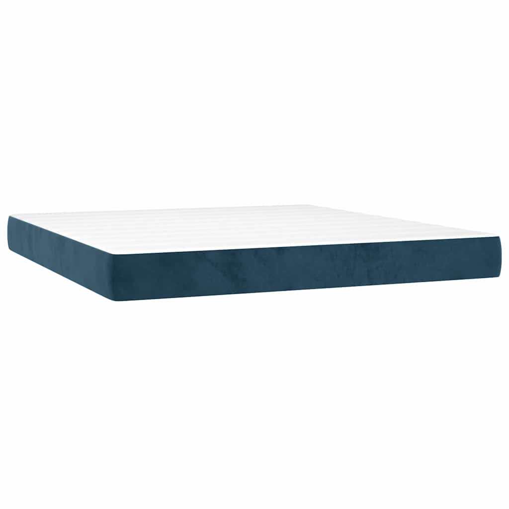 Boxspringbett mit Matratze Dunkelblau 180x200 cm Samt