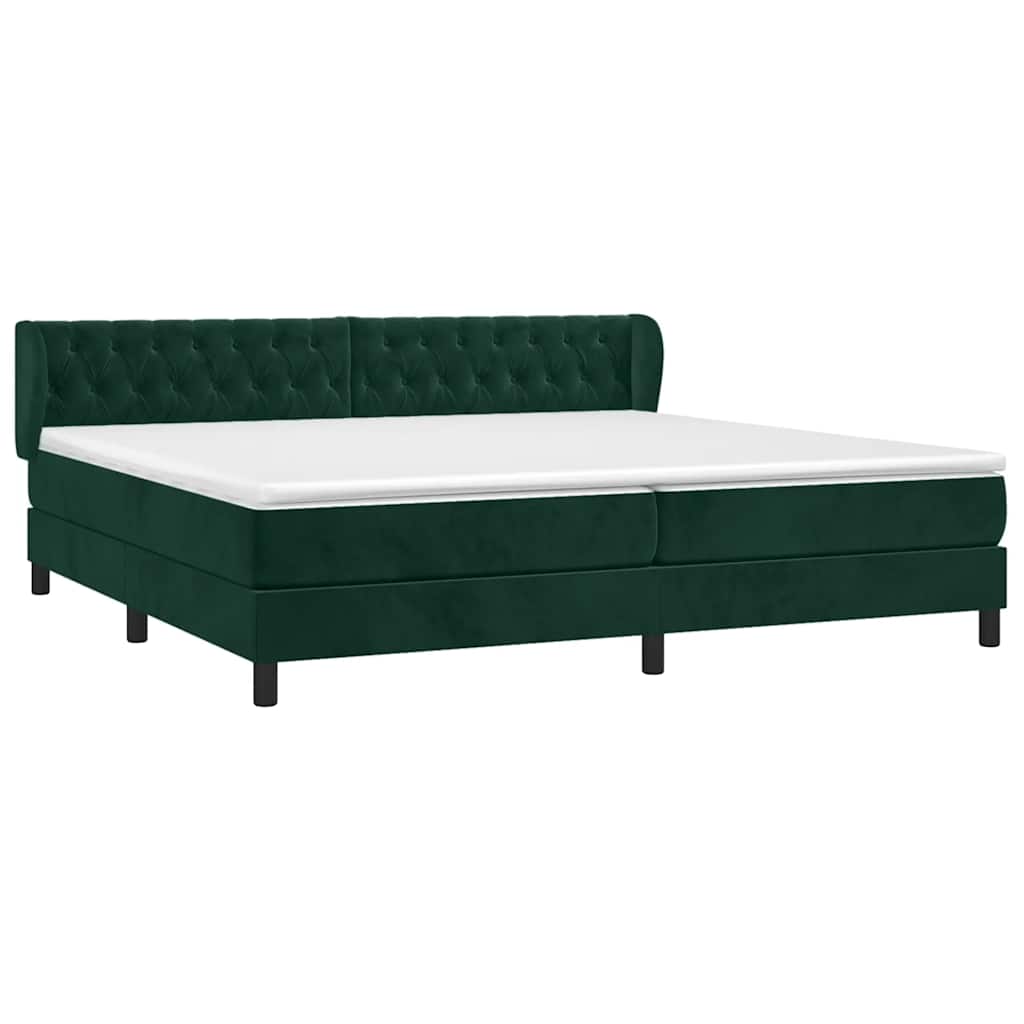Boxspringbett mit Matratze Dunkelgrün 200x200 cm Samt