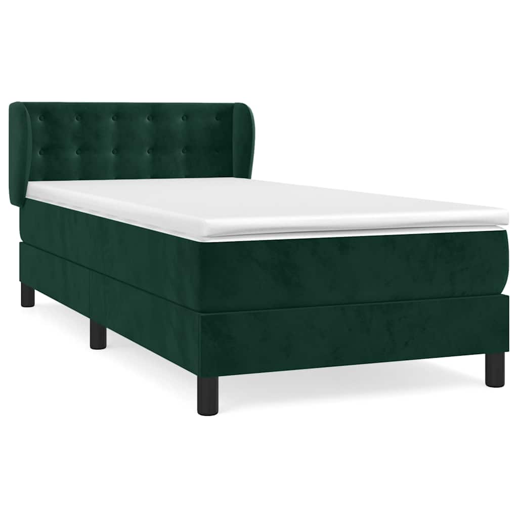 Boxspringbett mit Matratze Dunkelgrün 80x200 cm Samt