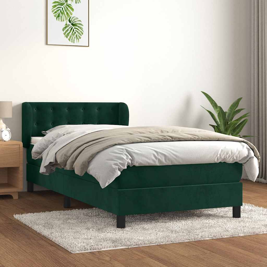 Boxspringbett mit Matratze Dunkelgrün 80x200 cm Samt