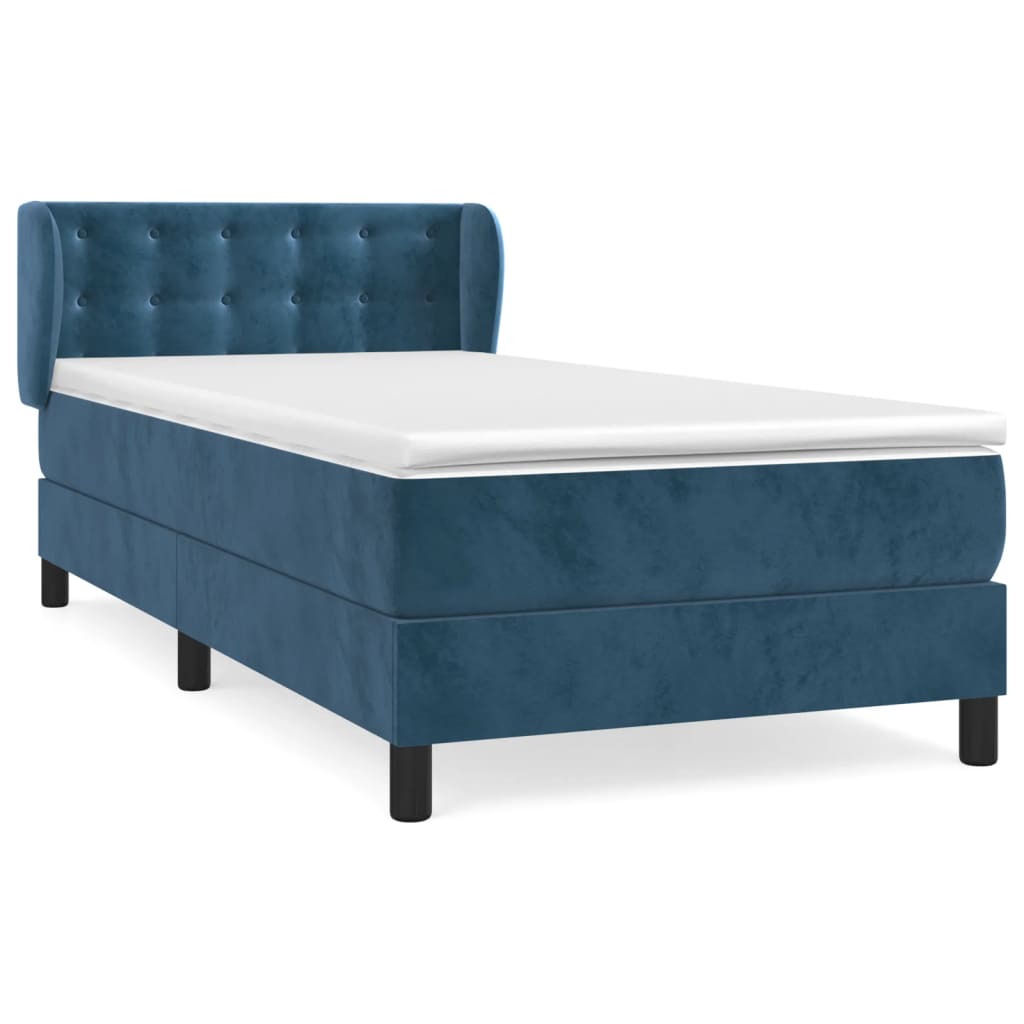 Boxspringbett mit Matratze Dunkelblau 90x190 cm Samt