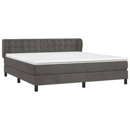 Boxspringbett mit Matratze Dunkelgrau 160x200 cm Samt