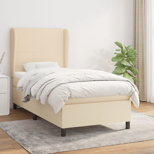 Boxspringbett mit Matratze Creme 80x200 cm Stoff