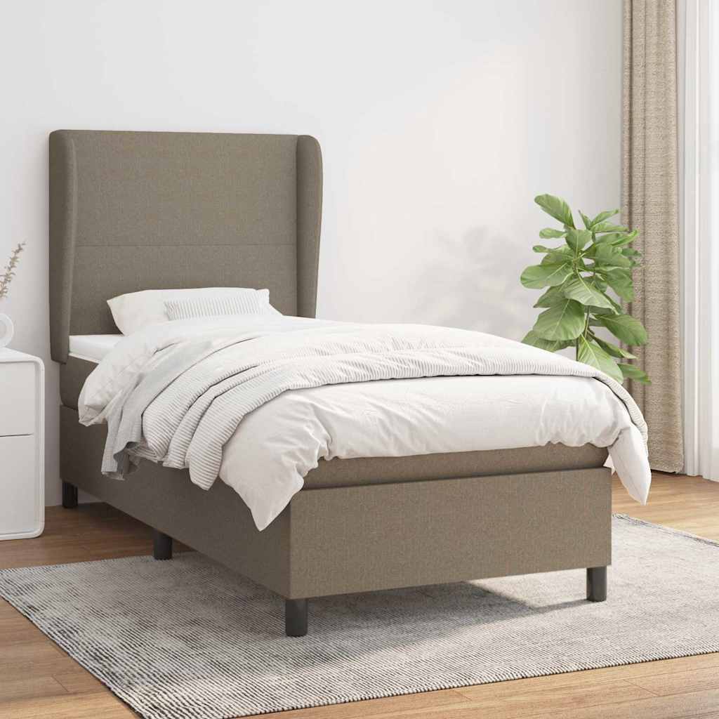 Boxspringbett mit Matratze Taupe 100x200 cm Stoff