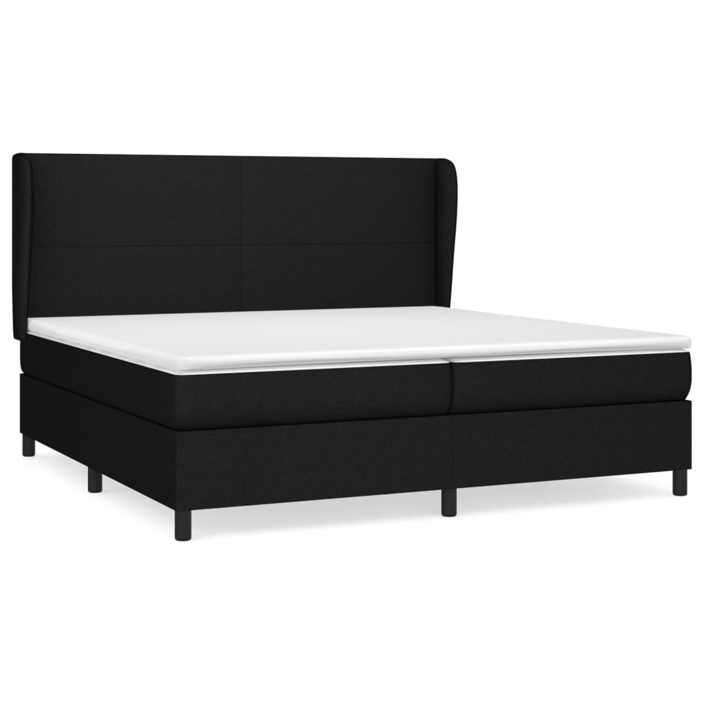 Lit à sommier tapissier avec matelas tissu noir 200x200 cm