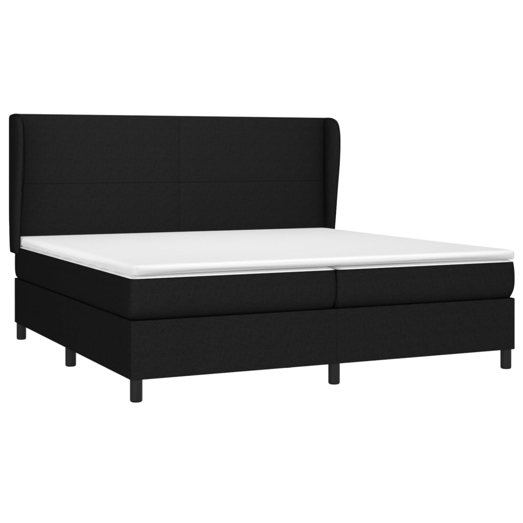 Lit à sommier tapissier avec matelas tissu noir 200x200 cm