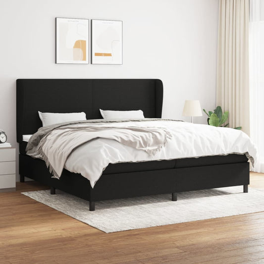Lit à sommier tapissier avec matelas tissu noir 200x200 cm