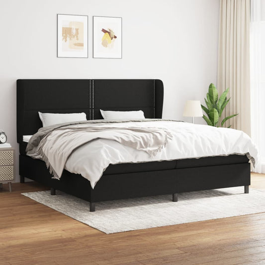 Lit à sommier tapissier avec matelas tissu noir 200x200 cm