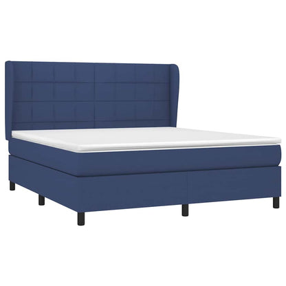 Boxspringbett mit Matratze Blau 180x200 cm Stoff