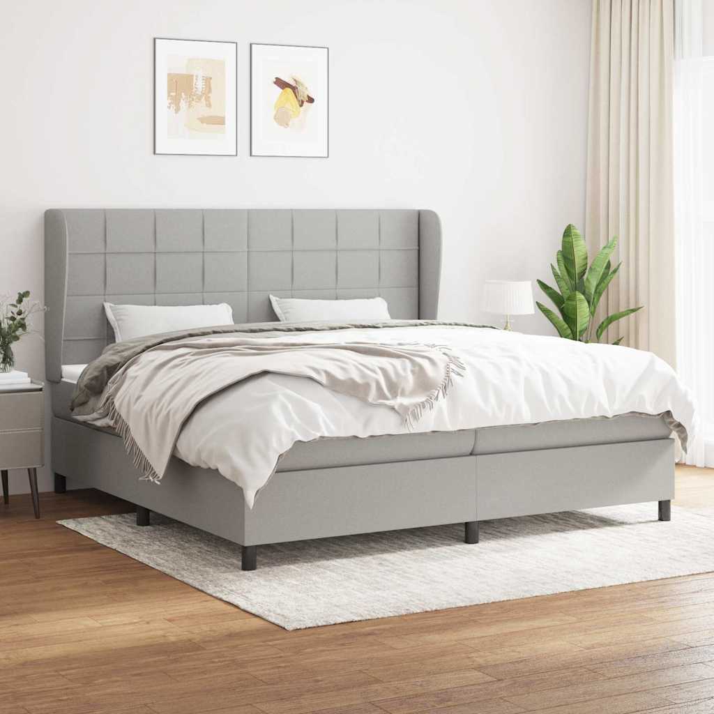 Boxspringbett mit Matratze Hellgrau 200x200 cm Stoff
