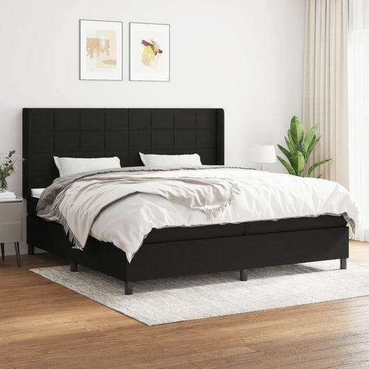 Lit à sommier tapissier avec matelas tissu noir 200x200 cm