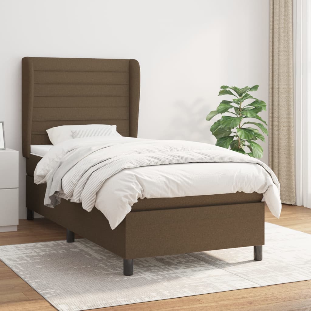 Boxspringbett mit Matratze Dunkelbraun 90x190 cm Stoff