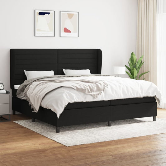 Lit à sommier tapissier avec matelas tissu noir 200x200 cm