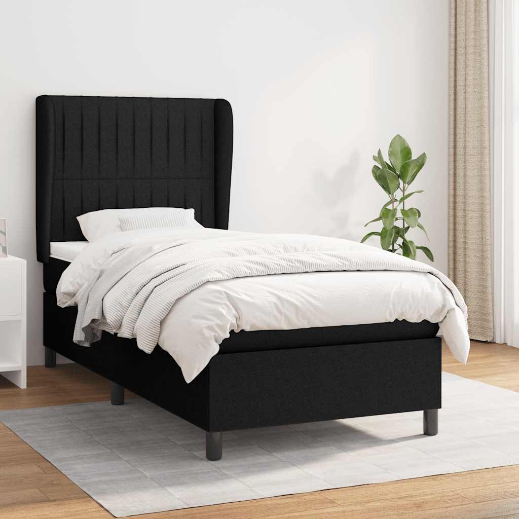 Boxspringbett mit Matratze Schwarz 90x190 cm Stoff