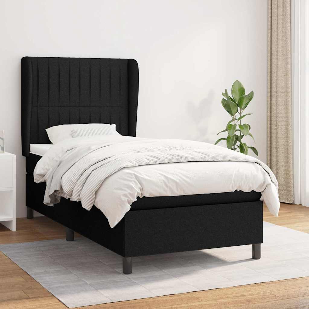 Boxspringbett mit Matratze Schwarz 90x190 cm Stoff