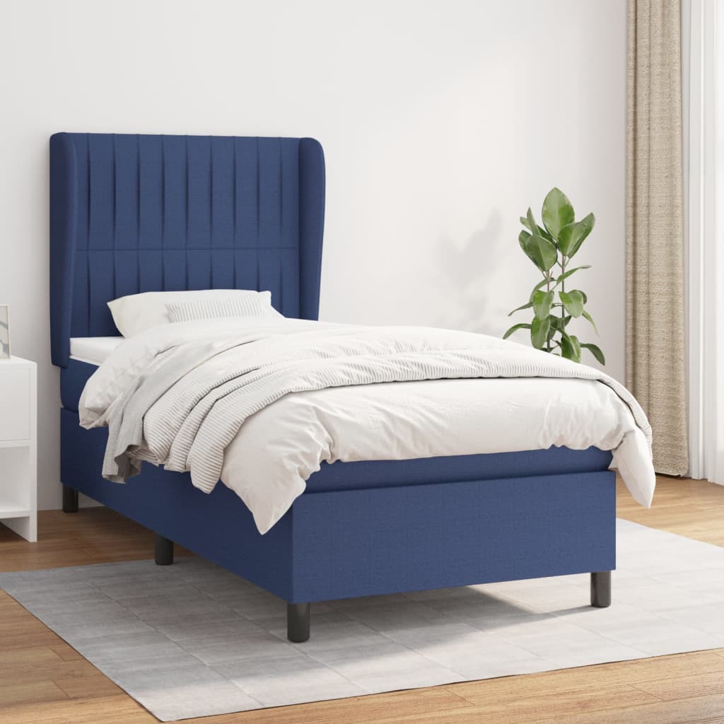 Boxspringbett mit Matratze Blau 90x190 cm Stoff