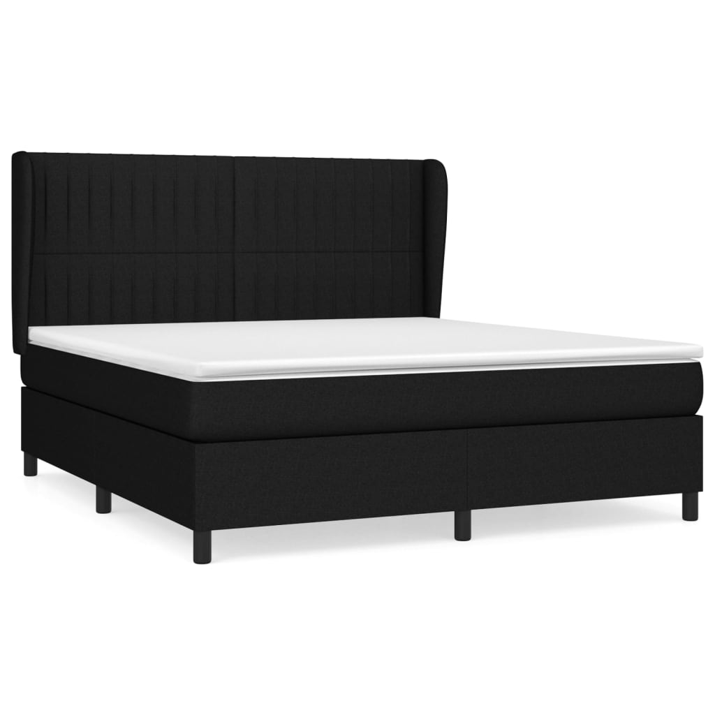 Box spring bed with mattress black 160x200 cm fabric