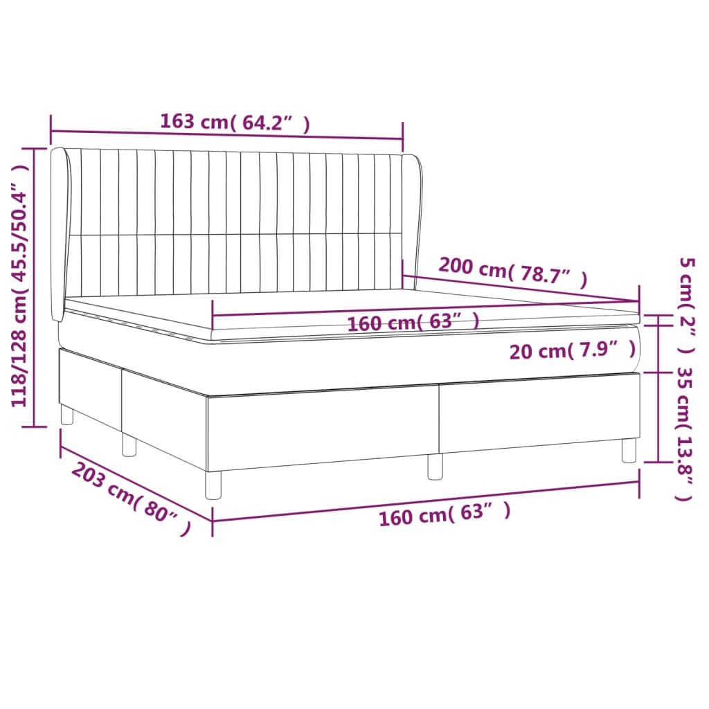Box spring bed with mattress black 160x200 cm fabric
