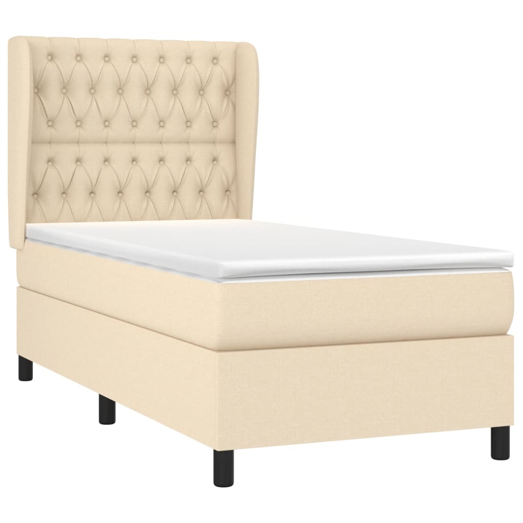 Boxspringbett mit Matratze Creme 90x200 cm Stoff