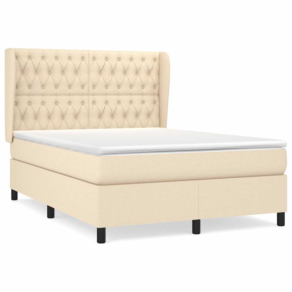 Boxspringbett mit Matratze Creme 140x190 cm Stoff