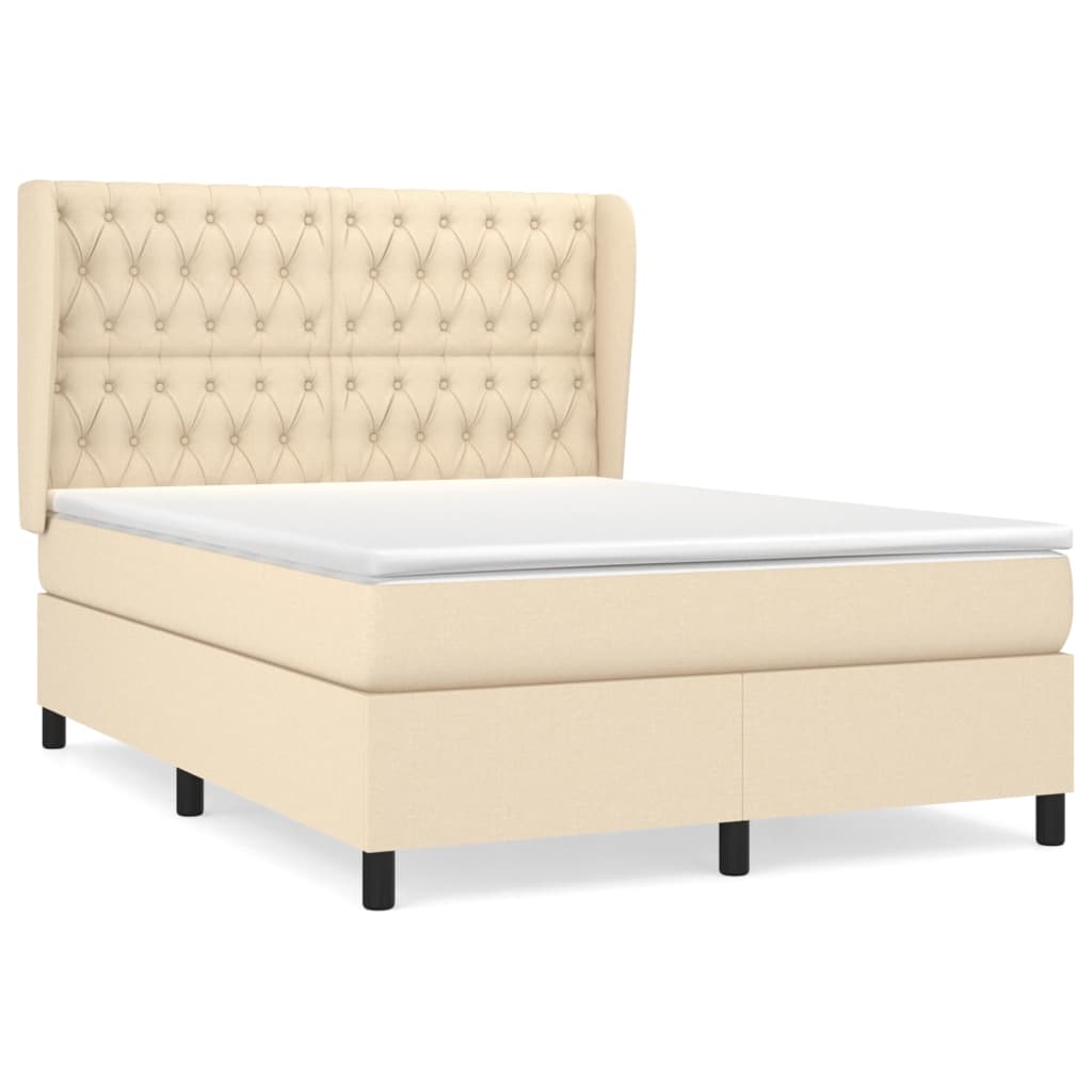 Boxspringbett mit Matratze Creme 140x190 cm Stoff