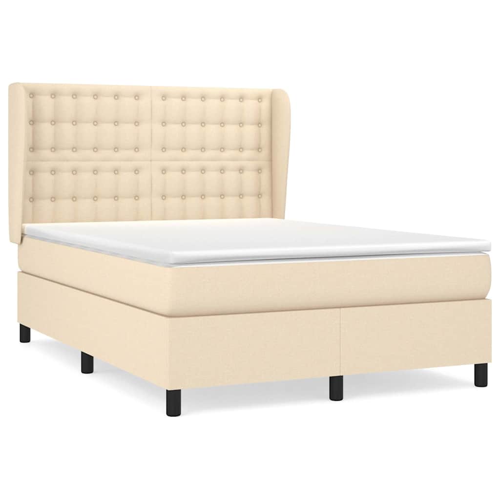 Boxspringbett mit Matratze Creme 140x190 cm Stoff