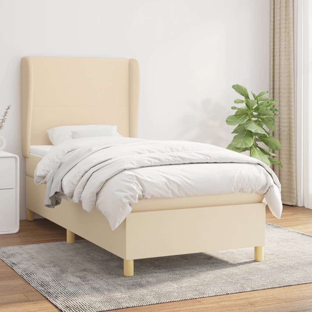 Boxspringbett mit Matratze Creme 80x200 cm Stoff