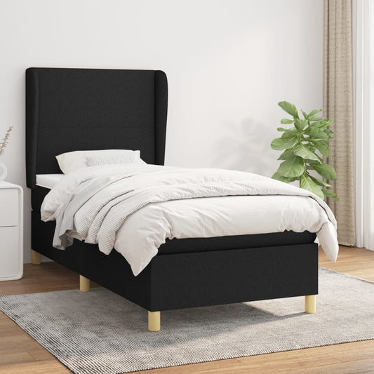 Boxspringbett mit Matratze Schwarz 90x190 cm Stoff