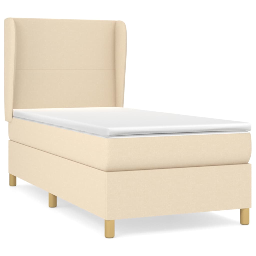 Boxspringbett mit Matratze Creme 100x200 cm Stoff