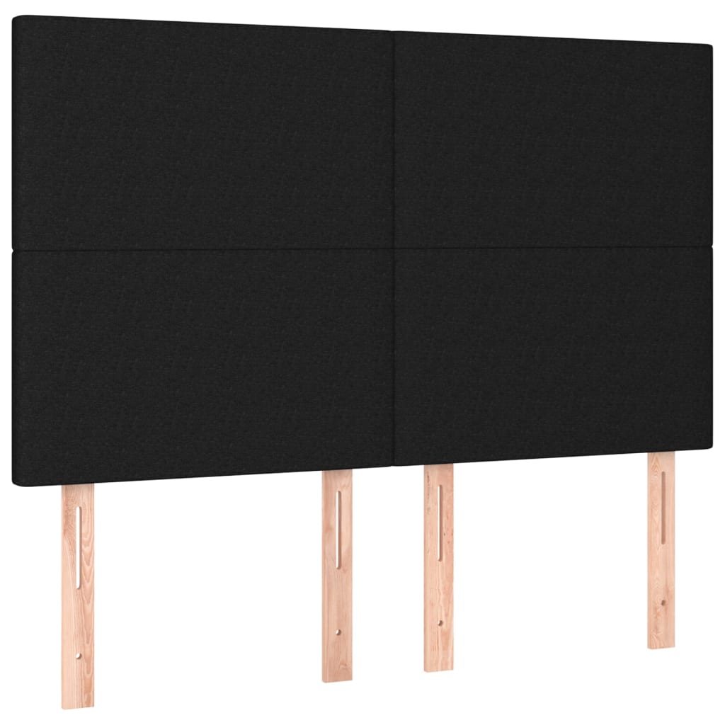 Lit à sommier tapissier avec matelas en tissu noir 140x190 cm