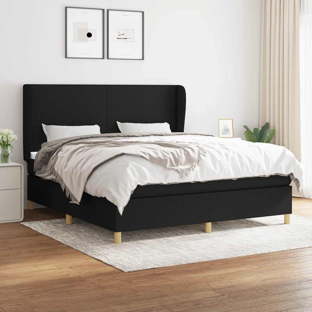 Boxspringbett mit Matratze Schwarz 160x200 cm Stoff