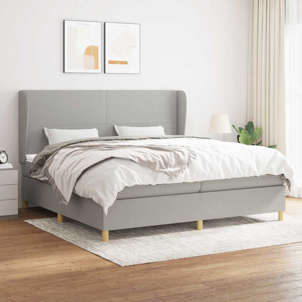 Boxspringbett mit Matratze Hellgrau 200x200 cm Stoff