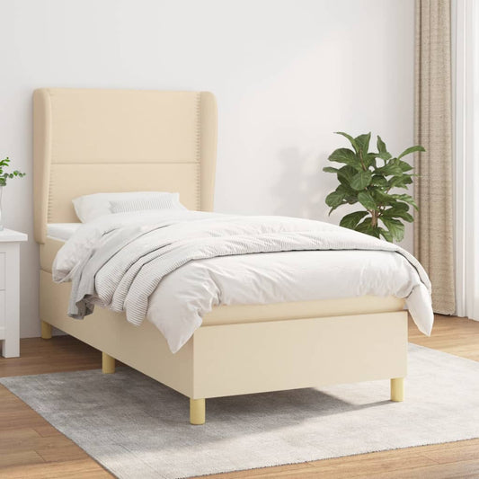 Boxspringbett mit Matratze Creme 80x200 cm Stoff