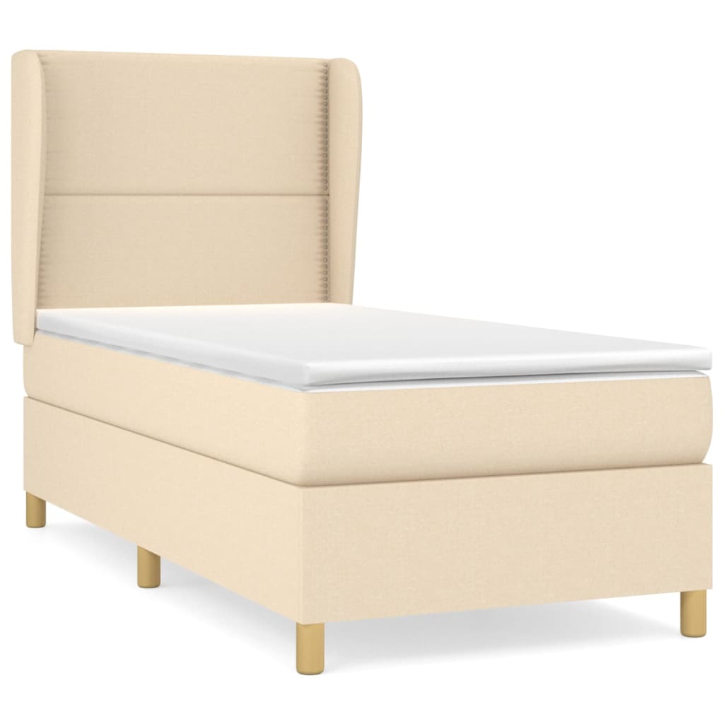 Boxspringbett mit Matratze Creme 90x190 cm Stoff