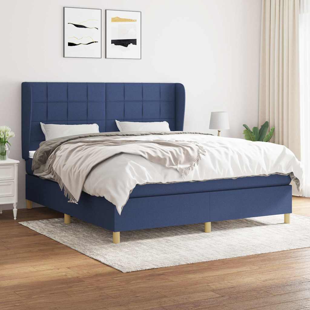 Boxspringbett mit Matratze Blau 160x200 cm Stoff