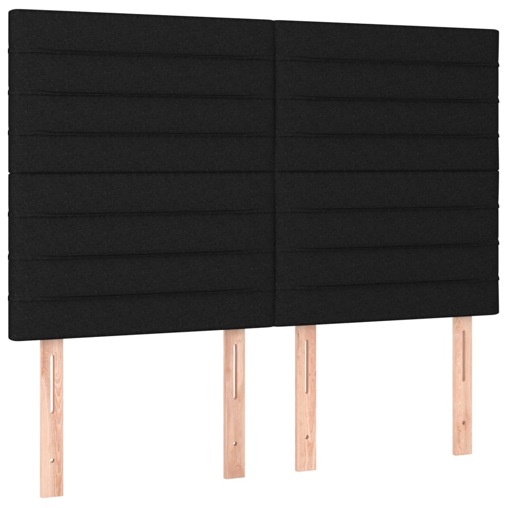 Lit à sommier tapissier avec matelas en tissu noir 140x190 cm