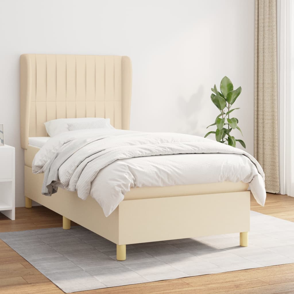 Boxspringbett mit Matratze Creme 90x190 cm Stoff