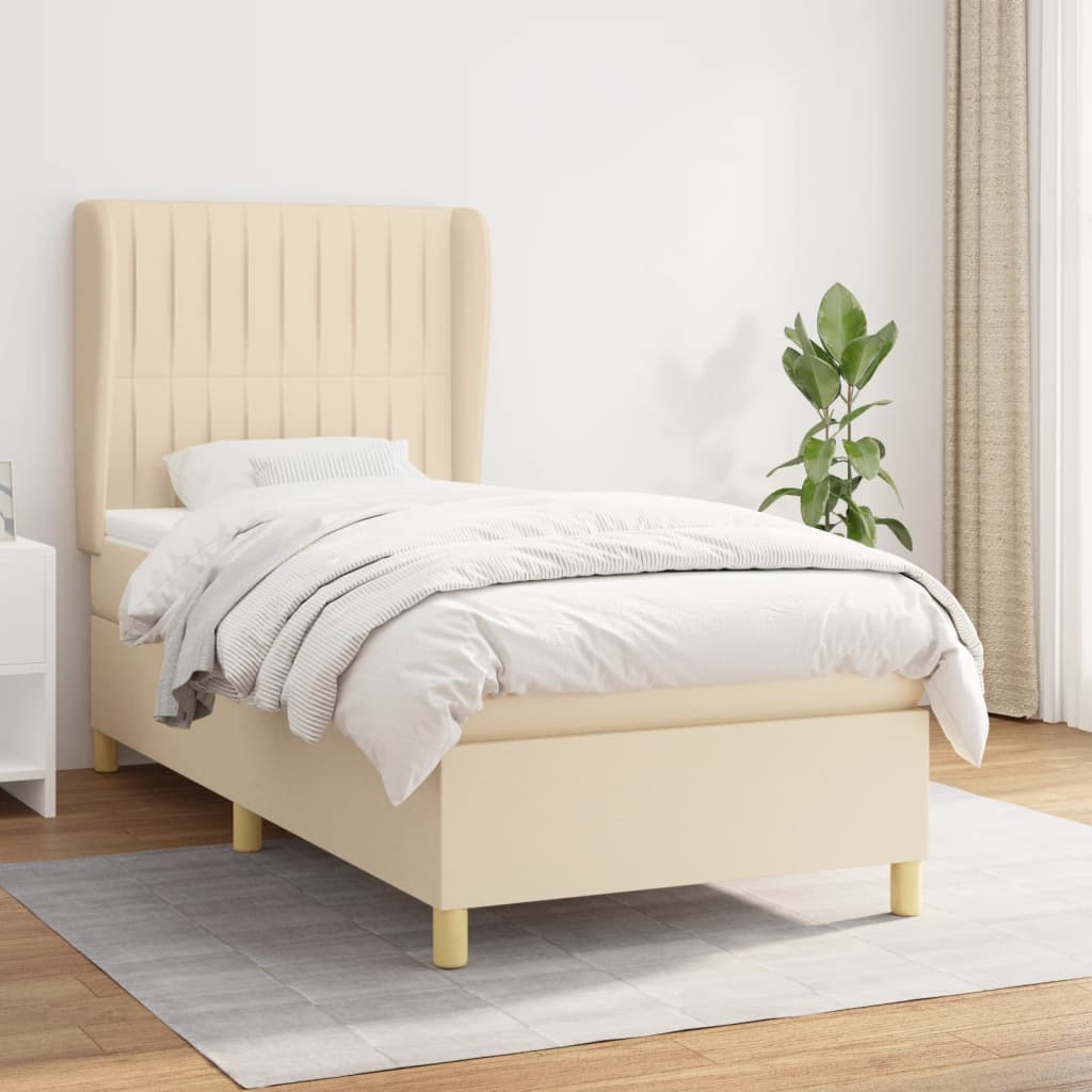 Boxspringbett mit Matratze Creme 90x200 cm Stoff