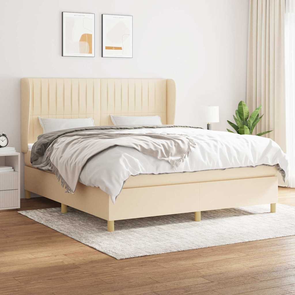 Boxspringbett mit Matratze Creme 180x200 cm Stoff